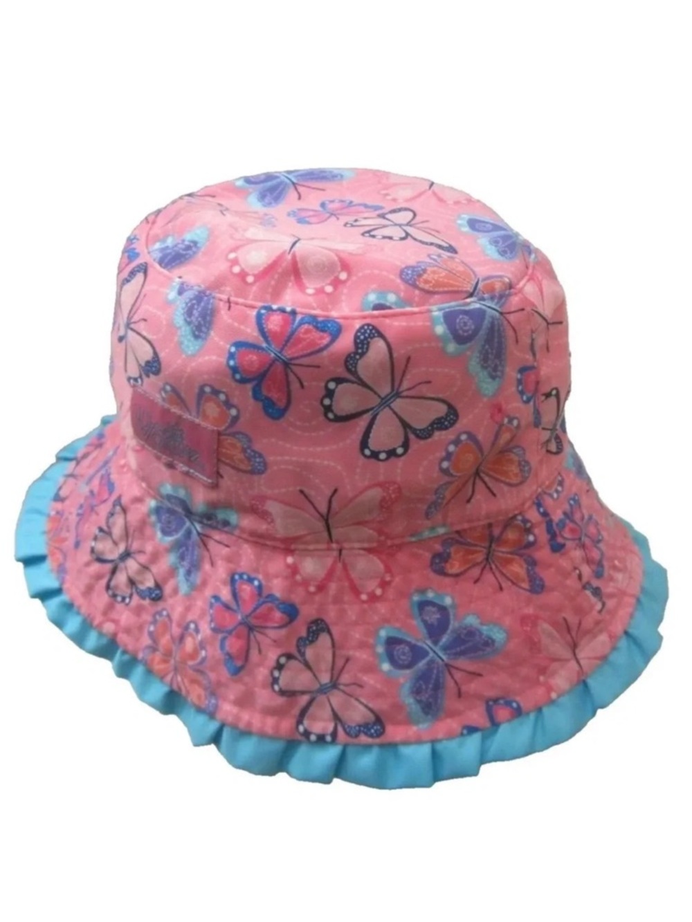 4/$25 UV Skinz Baby Reversible Bucket Sun Hat Blue and Pink Butterflies